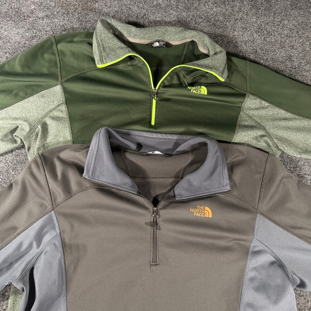 The North Face 1/4 Zip Pullover Lot of 2 Mens XL Green Grey Activewear